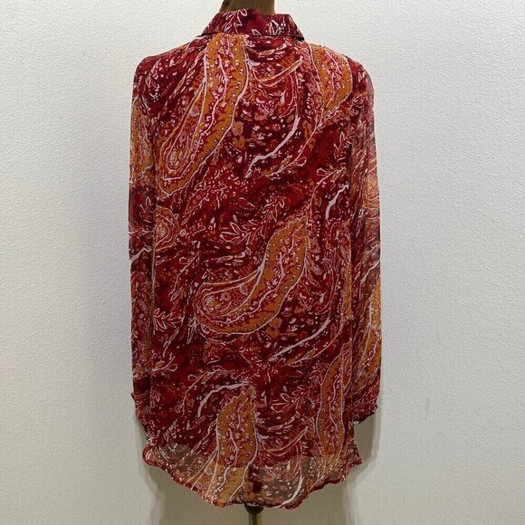 Soft Surroundings Cheyla Paisley Print Button Down Top Size Medium - Picture 4 of 6
